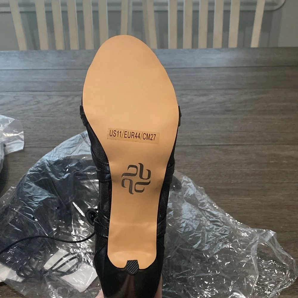 NWT BURJU Vikky Open Toe Strappy Mesh Cut Out Lace Up Ankle Boots | Size 11 - Picture 12 of 12